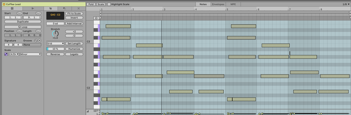 Piano roll in Ableton