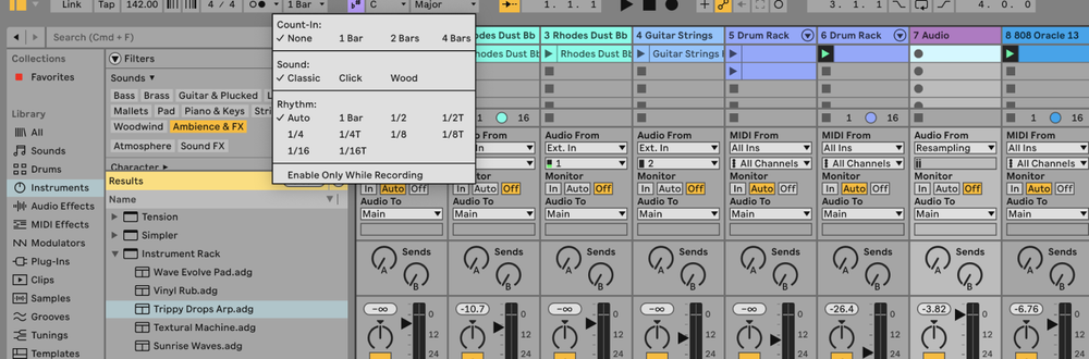 Ableton metronome settings window