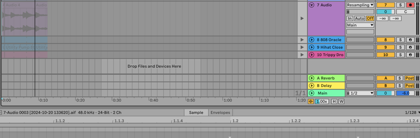 Resample in an Ableton audio track