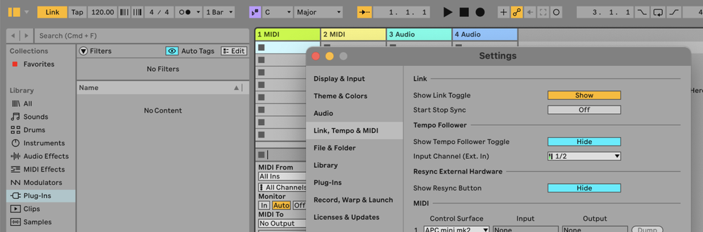 Link enabled in Ableton