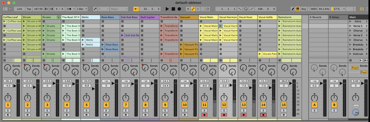 Several tracks armed in Ableton