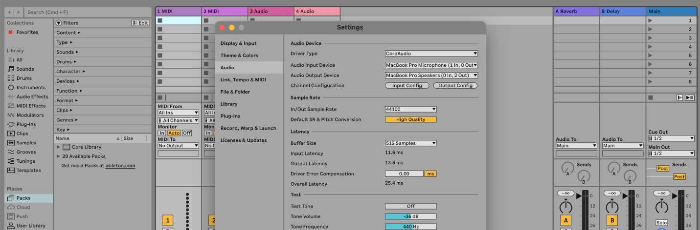 Latency settings in Ableton