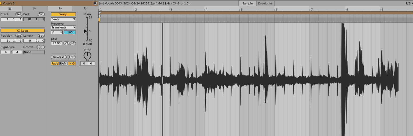 Records vocals in Ableton