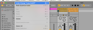 the undo menu in Ableton